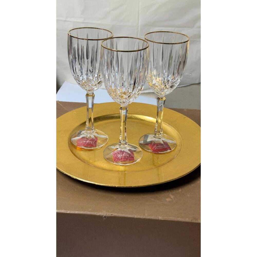 Set of 3‎ Gorham Crystal Wine Glasses with Gold Rim – New with Tags - Picture 4 of 11